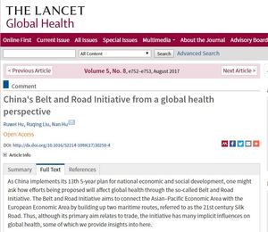 Chinas Belt and Road Initiative to drive regional health cooperation (c) The Lancet